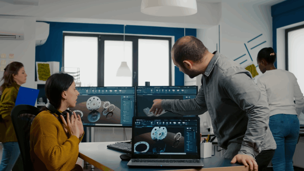 a team using cad software