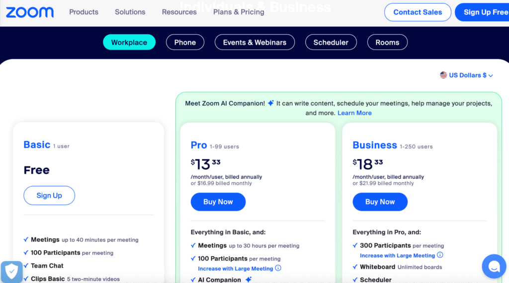 Zoom pricing