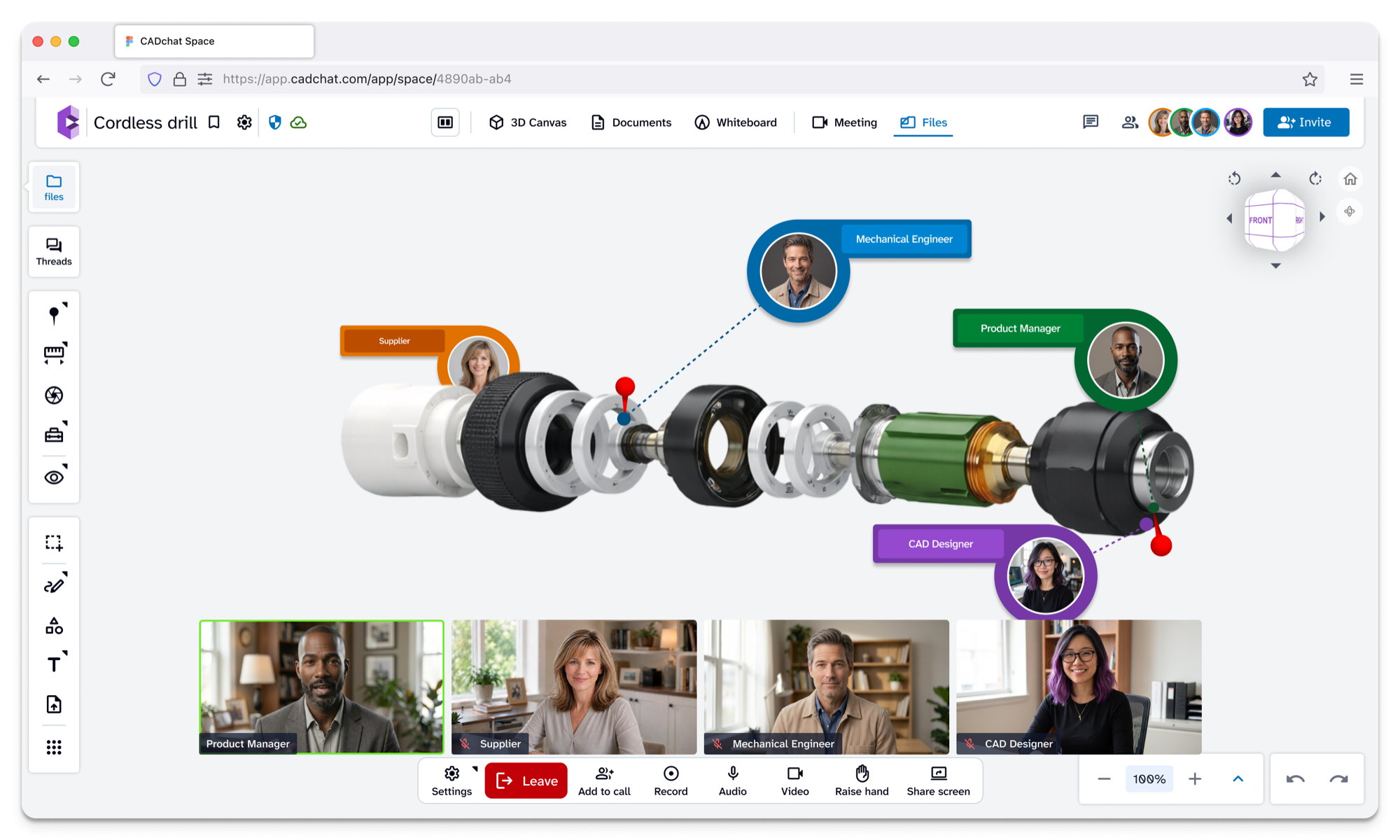 Cross-functional team reviewing a product together in CADchat
